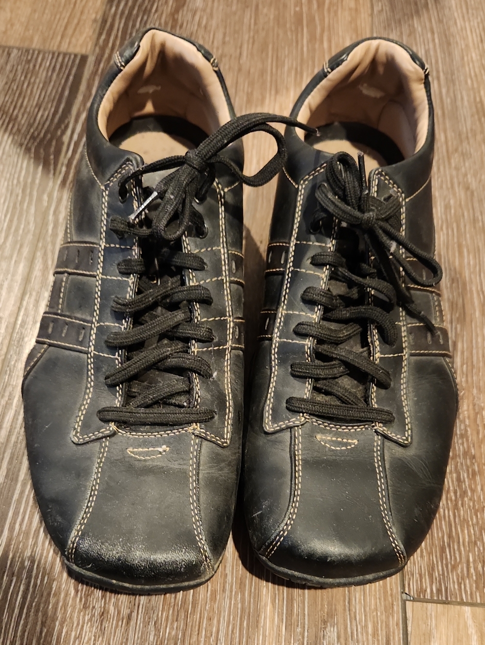 Mens SKechers Leather Shoes Dark Brown